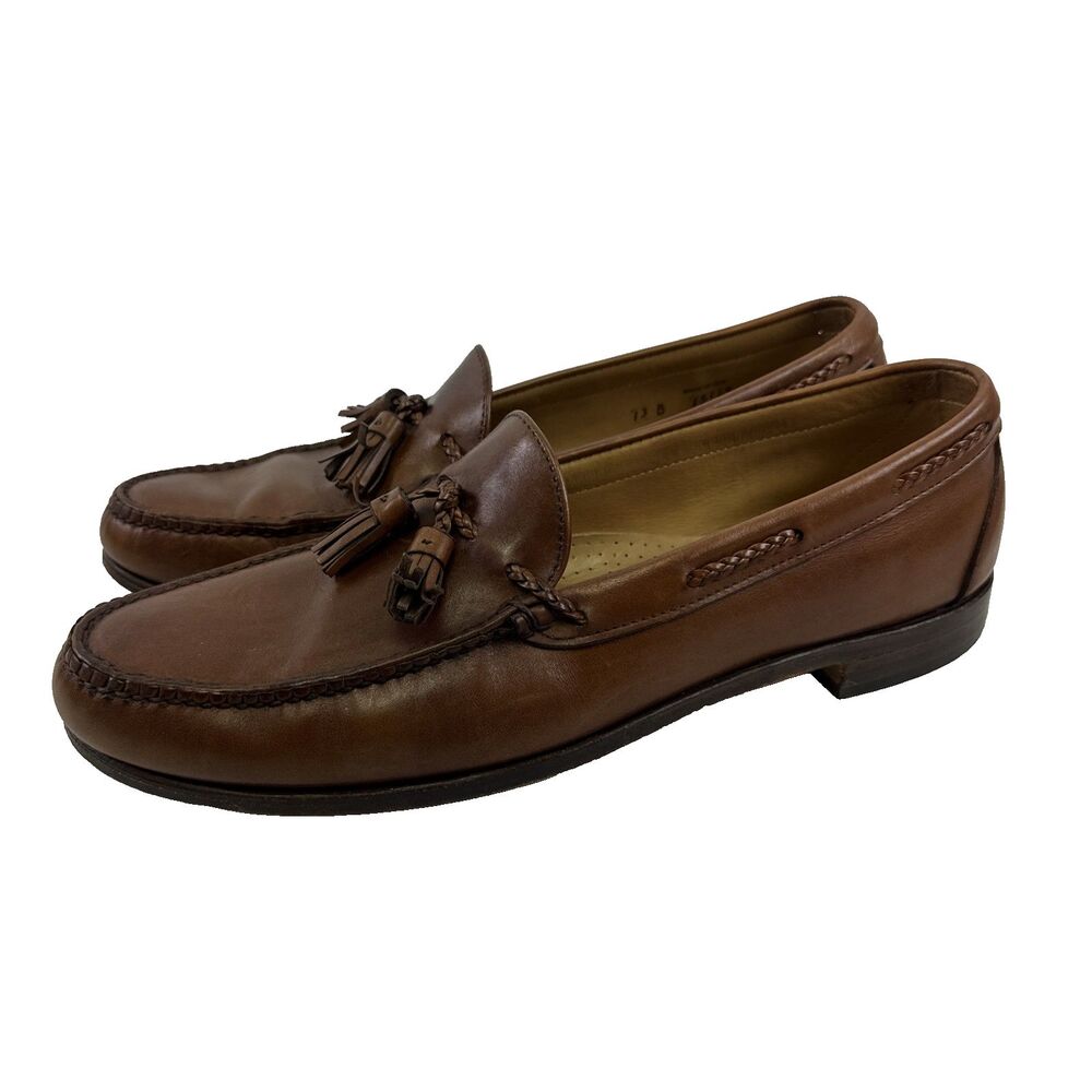 Allen‎ Edmonds Kittery Loafer Brown Leather Braided Tassel Slip On Dress Mens 13